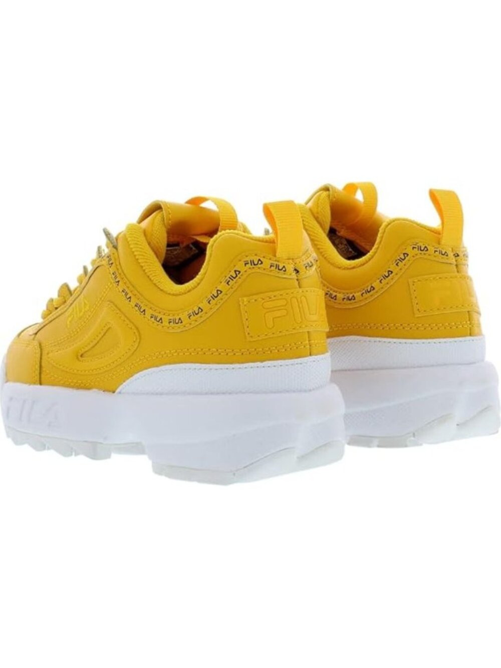 FILA Girls Disruptor II Premium Repeat Yellow Sneakers W/ White Sole Size US 4½ - Picture 10 of 11